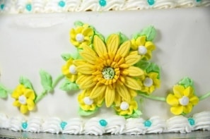 A large flower on the bottom layer