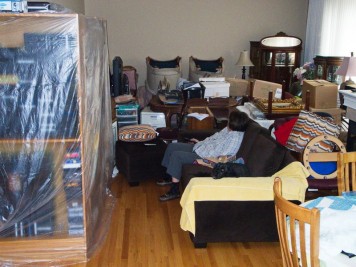 Emptying the dining room, living room and study into the family room