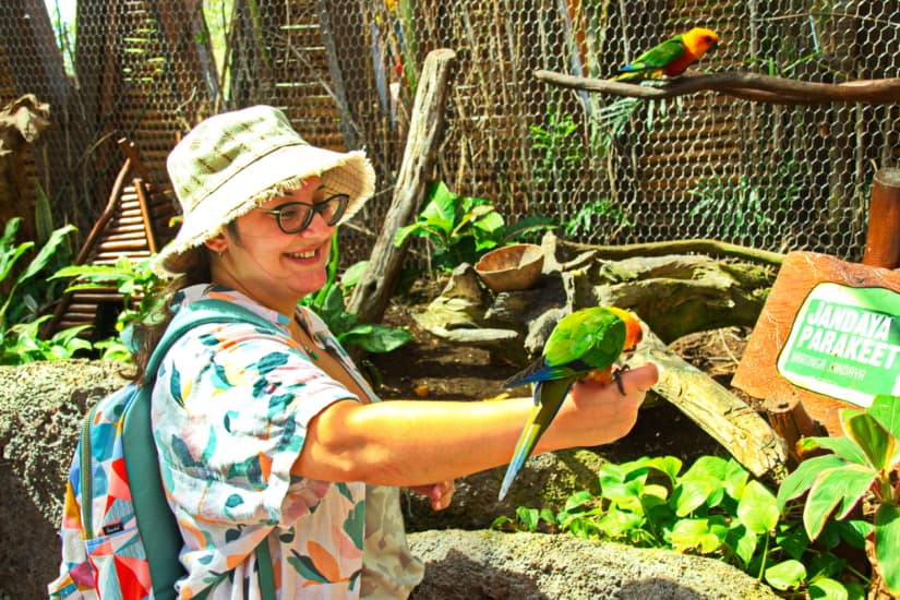 Anna with a parakeet, Porta Maya